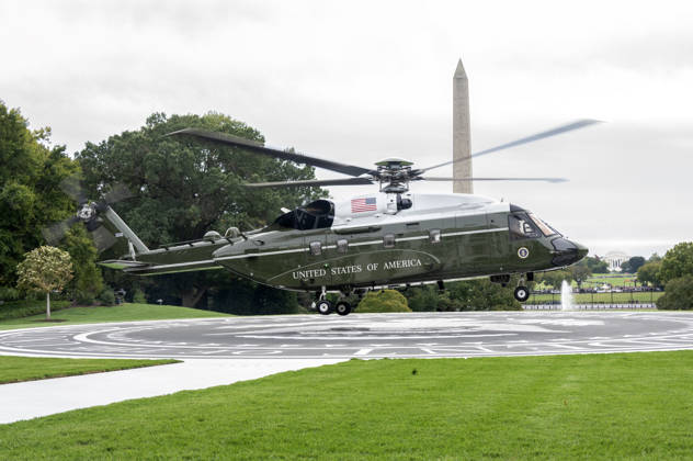 DC: Trump Departs for Clarksville, TN The new Marine One, a Sikorsky VH-92A Patriot helicopter, with United States President Donald J Trump aboard, departs the South Lawn of the White House in Washington, DC, USA, en route Clarksville, Tennessee on Saturday, October 10, 2026. The President will participate in a campaign rally for Tennessee Republican candidates on the ballot in November. Credit: Ron Sachs Pool via CNP Washington District of Columbia United States Copyright: xPool ABACAx