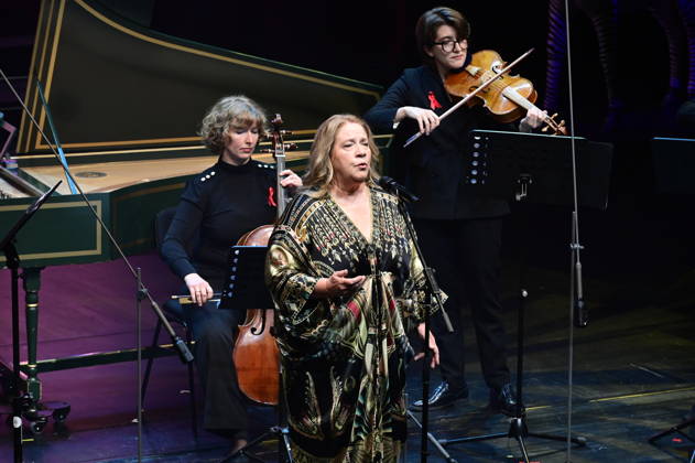 Kathy Kelly and the Dresden Baroque Ensemble camerata musikus s with Milko Kersten at the 18th Hope Gala 2026 at the Schauspielhaus Dresden, October 10, 2026 Copyright: xMatthiasxWehnertx
