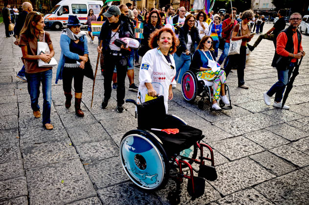 Disability Pride Palermo 2026 PALERMO, ITALY - OCTOBER 10: Disability Pride Palermo, dedicated this year to the theme Revolutionary Disabilities to advocate for the rights and self-determination of people with disabilities and to demand the elimination of architectural barriers, on October 10, 2026 in Palermo, Italy. Palermo Sicily Italy Copyright: xStefanoxMontesix