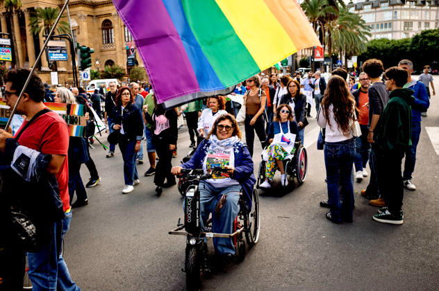 Disability Pride Palermo 2026 PALERMO, ITALY - OCTOBER 10: Disability Pride Palermo, dedicated this year to the theme Revolutionary Disabilities to advocate for the rights and self-determination of people with disabilities and to demand the elimination of architectural barriers, on October 10, 2026 in Palermo, Italy. Palermo Sicily Italy Copyright: xStefanoxMontesix