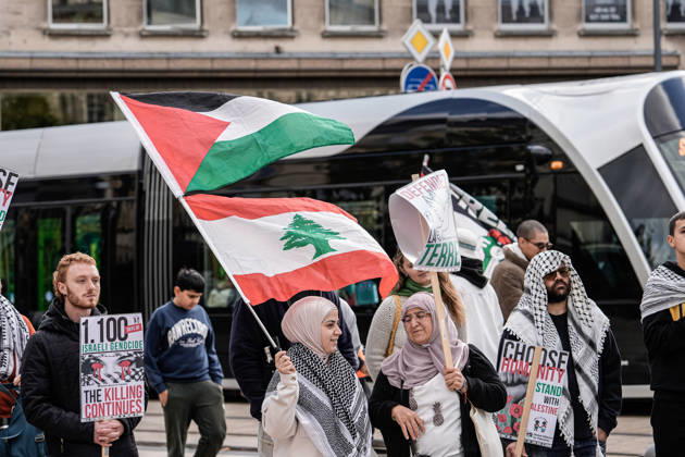 Pro-Palestine demonstration held in Luxembourg LUXEMBOURG, LUXEMBOURG - OCTOBER 10: Demonstrators gather for a pro-Palestine march organized by the Letz Act for Palestine initiative as part of a global day of action in solidarity with Palestinians in Luxembourg City, Luxembourg, on October 10, 2026. Organized in response to a call by the Global Alliance for Palestine, the march begins on Boulevard Franklin Roosevelt and proceeds towards Place de Paris, with participants calling for justice, freedom and self-determination for Palestinians. Muhammed Said Tako Anadolu Luxembourg Luxembourg. Editorial use only. Please get in touch for any other usage. Copyright: x2026xAnadoluxMuhammedxSaidxTakox