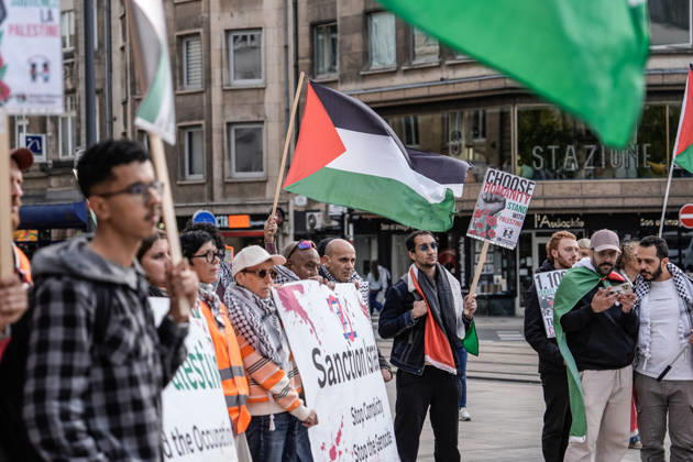 Pro-Palestine demonstration held in Luxembourg LUXEMBOURG, LUXEMBOURG - OCTOBER 10: Demonstrators gather for a pro-Palestine march organized by the Letz Act for Palestine initiative as part of a global day of action in solidarity with Palestinians in Luxembourg City, Luxembourg, on October 10, 2026. Organized in response to a call by the Global Alliance for Palestine, the march begins on Boulevard Franklin Roosevelt and proceeds towards Place de Paris, with participants calling for justice, freedom and self-determination for Palestinians. Muhammed Said Tako Anadolu Luxembourg Luxembourg. Editorial use only. Please get in touch for any other usage. Copyright: x2026xAnadoluxMuhammedxSaidxTakox