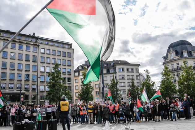 Pro-Palestine demonstration held in Luxembourg LUXEMBOURG, LUXEMBOURG - OCTOBER 10: Demonstrators gather for a pro-Palestine march organized by the Letz Act for Palestine initiative as part of a global day of action in solidarity with Palestinians in Luxembourg City, Luxembourg, on October 10, 2026. Organized in response to a call by the Global Alliance for Palestine, the march begins on Boulevard Franklin Roosevelt and proceeds towards Place de Paris, with participants calling for justice, freedom and self-determination for Palestinians. Muhammed Said Tako Anadolu Luxembourg Luxembourg. Editorial use only. Please get in touch for any other usage. Copyright: x2026xAnadoluxMuhammedxSaidxTakox