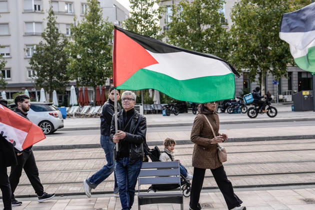 Pro-Palestine demonstration held in Luxembourg LUXEMBOURG, LUXEMBOURG - OCTOBER 10: Demonstrators gather for a pro-Palestine march organized by the Letz Act for Palestine initiative as part of a global day of action in solidarity with Palestinians in Luxembourg City, Luxembourg, on October 10, 2026. Organized in response to a call by the Global Alliance for Palestine, the march begins on Boulevard Franklin Roosevelt and proceeds towards Place de Paris, with participants calling for justice, freedom and self-determination for Palestinians. Muhammed Said Tako Anadolu Luxembourg Luxembourg. Editorial use only. Please get in touch for any other usage. Copyright: x2026xAnadoluxMuhammedxSaidxTakox