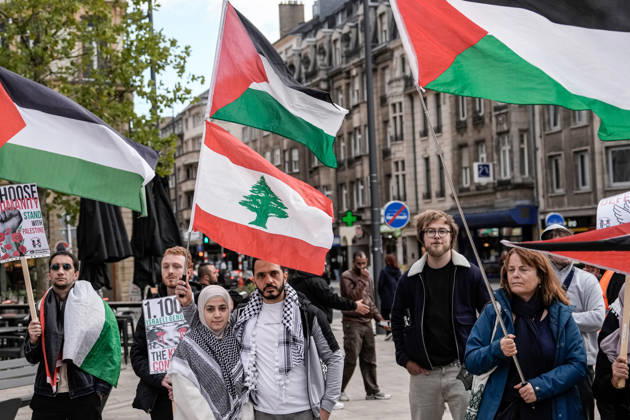 Pro-Palestine demonstration held in Luxembourg LUXEMBOURG, LUXEMBOURG - OCTOBER 10: Demonstrators gather for a pro-Palestine march organized by the Letz Act for Palestine initiative as part of a global day of action in solidarity with Palestinians in Luxembourg City, Luxembourg, on October 10, 2026. Organized in response to a call by the Global Alliance for Palestine, the march begins on Boulevard Franklin Roosevelt and proceeds towards Place de Paris, with participants calling for justice, freedom and self-determination for Palestinians. Muhammed Said Tako Anadolu Luxembourg Luxembourg. Editorial use only. Please get in touch for any other usage. Copyright: x2026xAnadoluxMuhammedxSaidxTakox