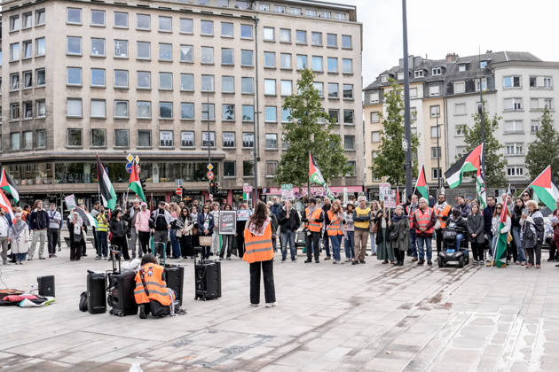 Pro-Palestine demonstration held in Luxembourg LUXEMBOURG, LUXEMBOURG - OCTOBER 10: Demonstrators gather for a pro-Palestine march organized by the Letz Act for Palestine initiative as part of a global day of action in solidarity with Palestinians in Luxembourg City, Luxembourg, on October 10, 2026. Organized in response to a call by the Global Alliance for Palestine, the march begins on Boulevard Franklin Roosevelt and proceeds towards Place de Paris, with participants calling for justice, freedom and self-determination for Palestinians. Muhammed Said Tako Anadolu Luxembourg Luxembourg. Editorial use only. Please get in touch for any other usage. Copyright: x2026xAnadoluxMuhammedxSaidxTakox
