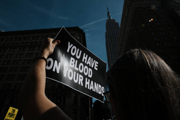 October 10, 2026, New York, New York, USA: Protesters at an anti-ICE protest in Herald Square on October 10, 2026 in New York City. Protesters take to the streets following an incident where ICE agents shot a 28-year-old-man, Oscar Belgal while he in a vehicle with his 5-year old child in the Marble Hill neighborhood in the Bronx. New York USA - ZUMAb148 20261010_zap_b148_033 Copyright: xBryanxSmithx