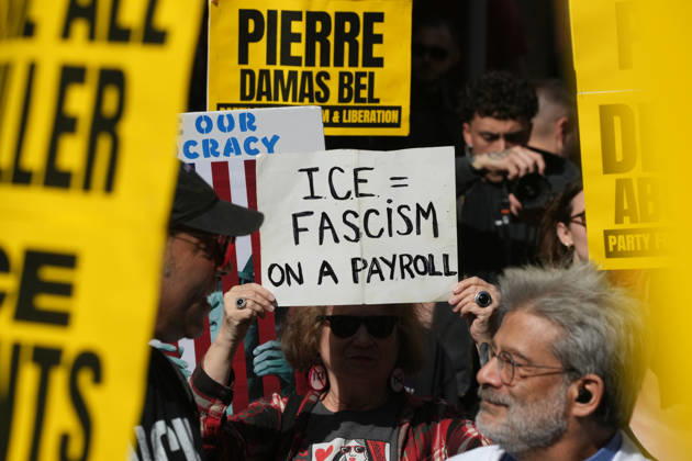 October 10, 2026, New York, New York, USA: Protesters at an anti-ICE protest in Herald Square on October 10, 2026 in New York City. Protesters take to the streets following an incident where ICE agents shot a 28-year-old-man, Oscar Belgal while he in a vehicle with his 5-year old child in the Marble Hill neighborhood in the Bronx. New York USA - ZUMAb148 20261010_zap_b148_062 Copyright: xBryanxSmithx