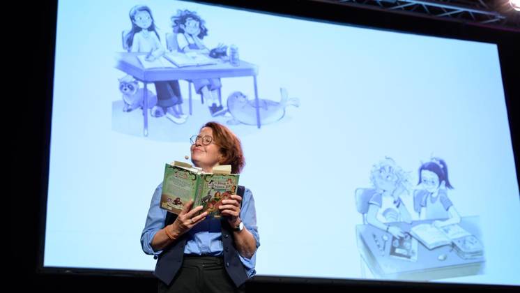Essen: Margit Auer and *The School of Magical Animals* at Lit Ruhr ** FOR EDITORIAL USE ONLY ** EDITORIAL USE ONLY ** p Margit Auer on Saturday, October 10, 2026, at Lit Ruhr at Zeche Zollverein in Essen-Katernberg, Germany, North Rhine-Westphalia (NRW), Essen. Copyright UwexErnst Copyright: UwexErnst doc87z3dejfa6tq1lakvhf ,EDITORIAL USE ONLY Copyright: UwexErnst