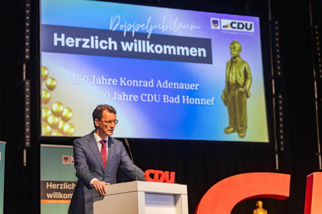 Ceremony Marking the 150th Anniversary of Konrad Adenauer and the 80th Anniversary of the CDU Bad Honnef October 10, 2026 Speech by North Rhine-Westphalia Minister President Hendrik WÜST CDU Ceremony marking the 150th anniversary of Konrad Adenauer and the 80th anniversary of the CDU Bad Honnef at the Kursaal in Bad Honnef Adenaue Copyright: xMarcxJohnx