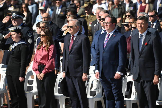 COMMEMORATIVE SERVICE OPERATION SLIPPER, Australian Prime Minister Anthony Albanese, Australian Veterans™ Affairs Minister Keogh and Australian Opposition Leader Angus Taylor attend a commemorative service recognising the 25th anniversary of Australian service in Afghanistan, at the Australian War Memorial in Canberra, Sunday, October 11, 2026. ( NO ARCHIVING CANBERRA AUSTRALIAN CAPITAL TERRITORY Australia Copyright: xLUKASxCOCHx 20261011153295691234
