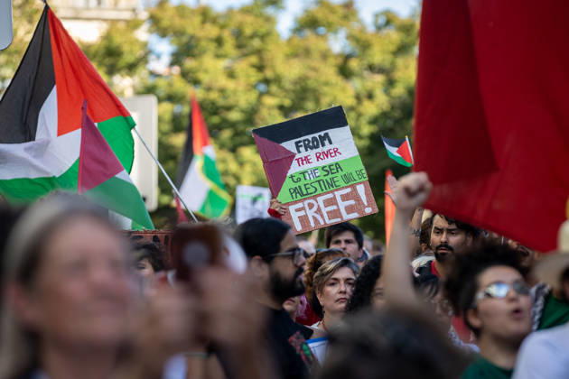 October 10, 2026, Porto, Portugal: Participants carry Palestinian flags during a Palestine solidarity march through the streets of Porto. Hundreds of demonstrators gathered in Porto for a Palestine solidarity march calling for an end to the war in Gaza and support for Palestinian rights. The march began at Praca dos Poveiros and concluded at Praca D. Joao I. Porto Portugal - ZUMAs197 20261010_aaa_s197_438 Copyright: xDiogoxBaptistax
