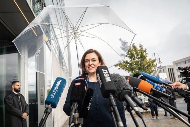 CDU Secretary General Franziska Hoppermann issues a press statement at the start of the closed-door meeting. CDU Germany Executive Committee Closed-Door Meeting in Berlin, October 2026, Berlin, Berlin, Germany, Konrad Adenauer House