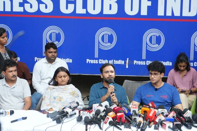 October 11, 2026, New Delhi, India: NEW DELHI, INDIA, October 11, 2026: Cockroach Janta Party (CJP) leaders Ashutosh Ranka and Saurav Das address a press conference at the Press Club of India following their release from preventive detention by Delhi Police. The leaders criticised police action against party members and protesters during demonstrations demanding the resignation of Chief Election Commissioner Gyanesh Kumar over alleged irregularities in electoral roll revisions. New Delhi India  - ZUMAq101 20261011_zna_q101_074 Copyright: xSameerxHussainx