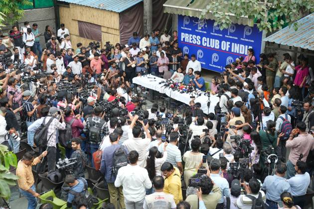 October 11, 2026, New Delhi, India: NEW DELHI, INDIA, October 11, 2026: Cockroach Janta Party (CJP) leaders Ashutosh Ranka and Saurav Das address a press conference at the Press Club of India following their release from preventive detention by Delhi Police. The leaders criticised police action against party members and protesters during demonstrations demanding the resignation of Chief Election Commissioner Gyanesh Kumar over alleged irregularities in electoral roll revisions. New Delhi India  - ZUMAq101 20261011_zna_q101_075 Copyright: xSameerxHussainx