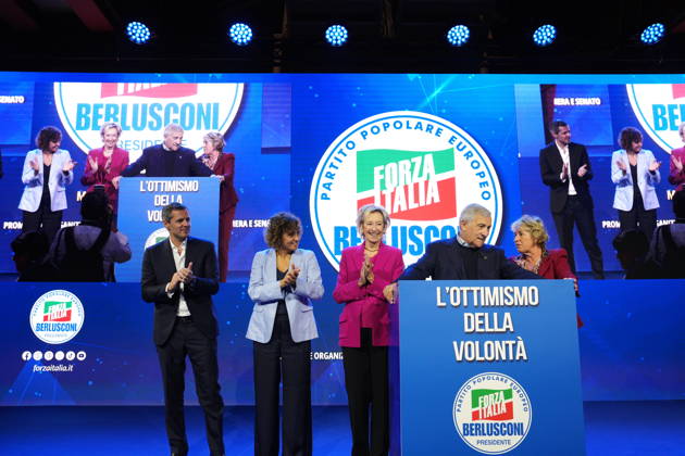 IPA89549774 - Milan, October 11, 2026, Forza Italia Event: L ottimismo della Volontà at the East End Studios on Via Mecenate, featuring Dolors Monserrrat, Lettizia Moratti, Matteo Perego, Antonio Tajani, and Stefania Crazi  Copyright: xDuilioxPiaggesix xDuilioxPiaggesix IPA89549774