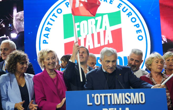 IPA89549786 - Milan, October 11, 2026, Forza Italia Event: L ottimismo della Volontà at the East End Studios on Via Mecenate, featuring Dolors Monserrrat, Lettizia Moratti, Matteo Perego, Antonio Tajani, and Stefania Crazi Copyright: xDuilioxPiaggesix xDuilioxPiaggesix IPA89549786