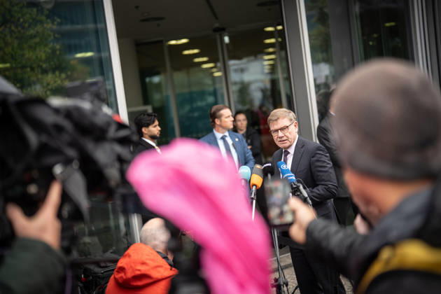 Johann Wadephul, Minister of Foreign Affairs, delivers a statement in front of the Konrad Adenauer House on current developments in Ukraine. CDU Germany Executive Committee Retreat in Berlin, October 2026, Berlin, Berlin, Germany, Konrad Adenauer House