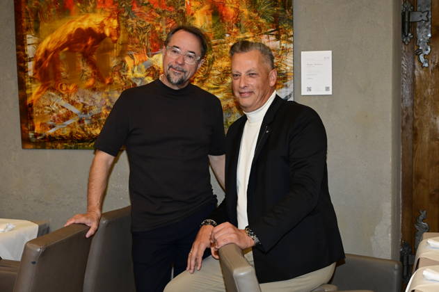 Jan Josef Liefers and Jens Christian Wittig at the opening of the exhibition *Goldener Reigen* by Jens Christian Wittig at Kastenmeiers in the Taschenbergpalais in Dresden, Dresden, October 11, 2026 Copyright: xMatthiasxWehnertx