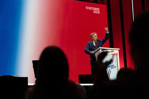 October 11, 2026, Clermont-Ferrand, Auvergne-Rho Ne-Alpes, France: CLERMONT-FERRAND, FRANCE - OCTOBER 11, 2026: Jean-Luc Melenchon, leader of the far-left party La France Insoumise (LFI) and 2027 presidential candidate, delivers a speech during a major political rally at the Zenith d Auvergne in Clermont-Ferrand, France, on October 11, 2026. Around 10,000 supporters gathered at the venue to attend the campaign event. Clermont-Ferrand France - ZUMAa252 20261011_zip_a252_004 Copyright: xDavidxAllignonx