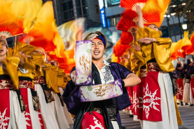 General view, October 11, 2026 - Dancers perform during the main festival of the 27th Tokyo Yosakoi Festival in Ikebukuro, Tokyo, Japan, on October 11, 2026. Held as part of Fukuro Matsuri, the annual dance festival brings together approximately 100 teams and 5,000 performers from across Japan, filling the streets with colorful costumes, synchronized choreography, and energetic yosakoi performances.  aflo_355096954