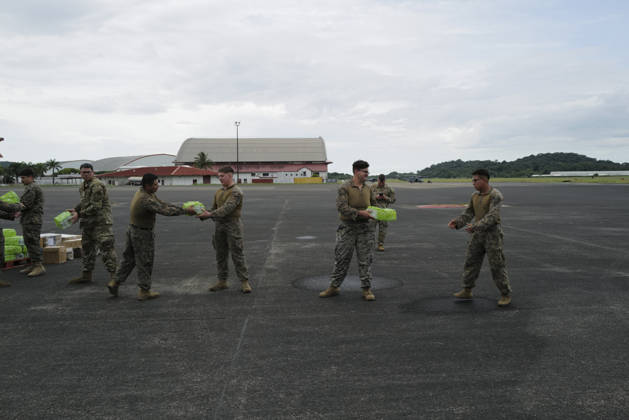 US military personnel organize humanitarian aid supplies in Panama PANAMA PACIFICO, PANAMA - OCTOBER 11: U.S. military personnel load humanitarian aid supplies onto a military helicopter at Panama Pacifico International Airport in Panama on October 11, 2026. The U.S. Southern Command is coordinating emergency relief operations to deliver food, water, and essential supplies to communities affected by Friday’s devastating 7.7-magnitude earthquake. Mauricio Valenzuela Anadolu Panama Pacifico Panama. Editorial use only. Please get in touch for any other usage. Copyright: x2026xAnadoluxMauricioxValenzuelax