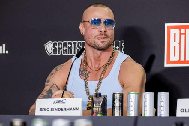 October 11, 2026, Essen: Eric Sindermann at the press conference for Fame Fighting 4 Celebrity Boxing at the Atlantic Hotel in Essen, North Rhine-Westphalia, Germany