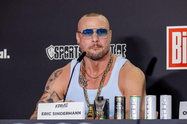 October 11, 2026, Essen: Eric Sindermann at the press conference for Fame Fighting 4 Celebrity Boxing at the Atlantic Hotel in Essen, North Rhine-Westphalia, Germany
