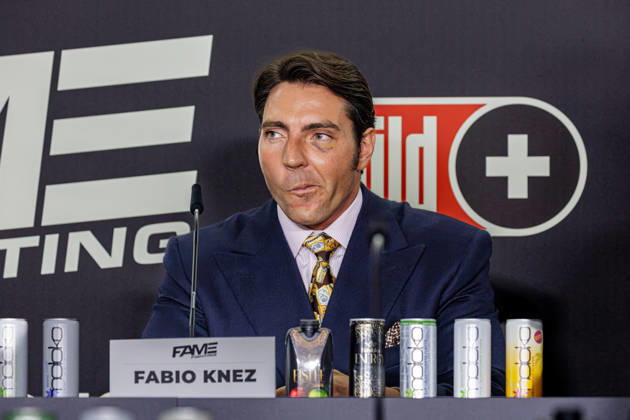 October 11, 2026, Essen: Fabio Knez at the press conference for Fame Fighting 4 Celebrity Boxing at the Atlantic Hotel in Essen, North Rhine-Westphalia, Germany