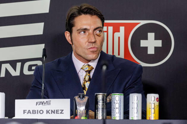 October 11, 2026, Essen: Fabio Knez at the press conference for Fame Fighting 4 Celebrity Boxing at the Atlantic Hotel in Essen, North Rhine-Westphalia, Germany