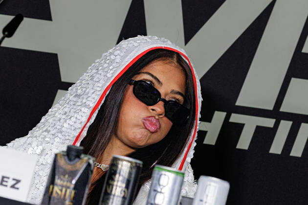 October 11, 2026, Essen: Hati Suarez at the press conference for Fame Fighting 4 Celebrity Boxing at the Atlantic Hotel in Essen, North Rhine-Westphalia, Germany