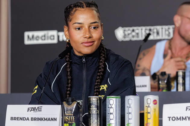 October 11, 2026, Essen: Brenda Brinkmann at the press conference for Fame Fighting 4 Celebrity Boxing, Atlantic Hotel, Essen, North Rhine-Westphalia, Germany