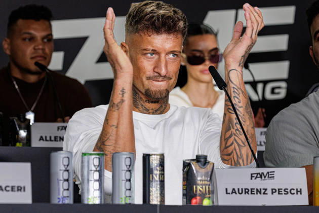 October 11, 2026, Essen: Laurenz Pesch at the press conference for Fame Fighting 4 Celebrity Boxing at the Atlantic Hotel in Essen, North Rhine-Westphalia, Germany