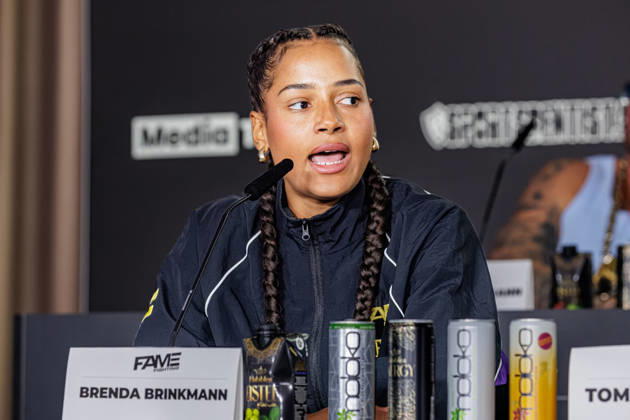 October 11, 2026, Essen: Brenda Brinkmann at the press conference for Fame Fighting 4 Celebrity Boxing at the Atlantic Hotel in Essen, North Rhine-Westphalia, Germany