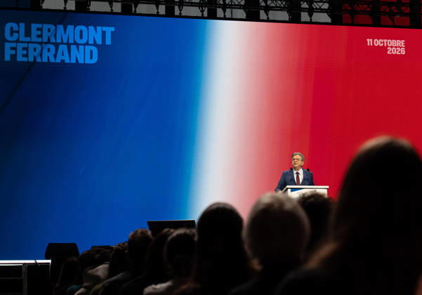 October 11, 2026, Clermont-Ferrand, Auvergne-Rho Ne-Alpes, France: CLERMONT-FERRAND, FRANCE - OCTOBER 11, 2026: Jean-Luc Melenchon, leader of the far-left party La France Insoumise (LFI) and 2027 presidential candidate, delivers a speech during a major political rally at the Zenith d Auvergne in Clermont-Ferrand, France, on October 11, 2026. Around 10,000 supporters gathered at the venue to attend the campaign event. Clermont-Ferrand France - ZUMAa252 20261011_zip_a252_014 Copyright: xDavidxAllignonx