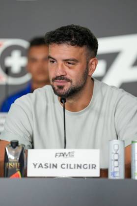 Fame Fighting 2026 Press Conference: Yasin Cilingir at the press conference for the fourth edition of Fame Fighting Celebrity Boxing on October 11, 2026, at the Atlantic Hotel in Essen, North Rhine-Westphalia