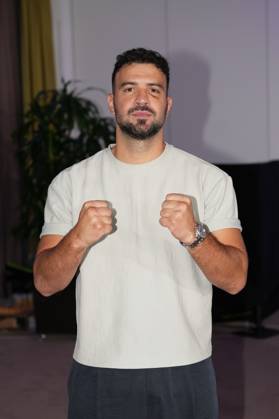 Fame Fighting 2026 Press Conference: Yasin Cilingir at the press conference for the fourth edition of Fame Fighting Celebrity Boxing on October 11, 2026, at the Atlantic Hotel in Essen, North Rhine-Westphalia