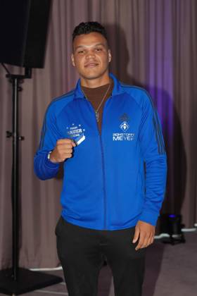 Fame Fighting 2026 Press Conference: Allen Bauer at the press conference for the fourth edition of Fame Fighting Celebrity Boxing on October 11, 2026, at the Atlantic Hotel in Essen, North Rhine-Westphalia