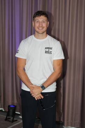 Fame Fighting 2026 Press Conference: Oliver Ginkel at the press conference for the fourth edition of Fame Fighting Celebrity Boxing on October 11, 2026, at the Atlantic Hotel in Essen, North Rhine-Westphalia