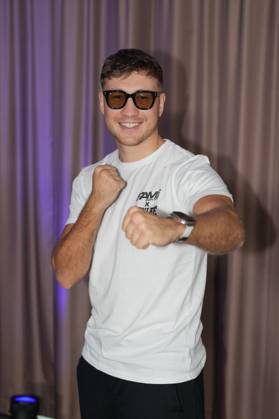 Fame Fighting 2026 Press Conference: Oliver Ginkel at the press conference for the fourth edition of Fame Fighting Celebrity Boxing on October 11, 2026, at the Atlantic Hotel in Essen, North Rhine-Westphalia