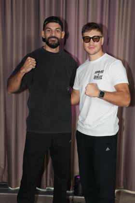 Fame Fighting 2026 Press Conference: Ediz Tasci and Oliver Ginkel at the press conference for the fourth edition of Fame Fighting Celebrity Boxing on October 11, 2026, at the Atlantic Hotel in Essen, North Rhine-Westphalia