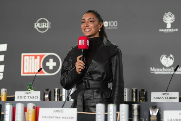 Fame Fighting 2026 Press Conference: Valentina Maceri at the press conference for the fourth edition of Fame Fighting Celebrity Boxing on October 11, 2026, at the Atlantic Hotel in Essen, North Rhine-Westphalia