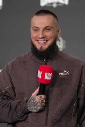 Fame Fighting 2026 Press Conference: Eugen Lopez at the press conference for the fourth edition of Fame Fighting Celebrity Boxing on October 11, 2026, at the Atlantic Hotel in Essen, North Rhine-Westphalia