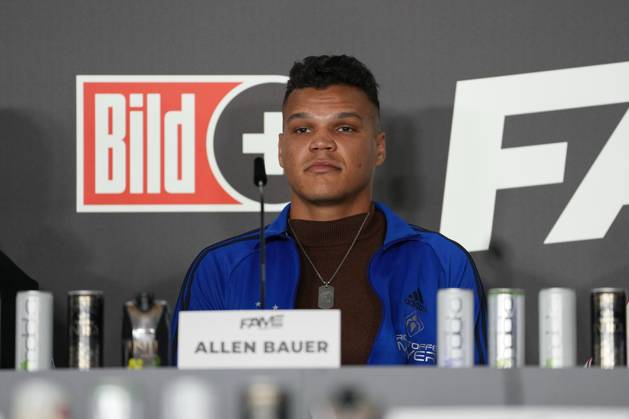 Fame Fighting 2026 Press Conference: Allen Bauer at the press conference for the fourth edition of Fame Fighting Celebrity Boxing on October 11, 2026, at the Atlantic Hotel in Essen, North Rhine-Westphalia