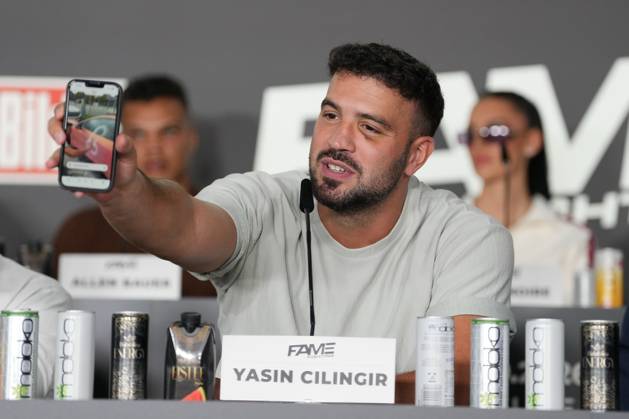 Fame Fighting 2026 Press Conference: Yasin Cilingir at the press conference for the fourth edition of Fame Fighting Celebrity Boxing on October 11, 2026, at the Atlantic Hotel in Essen, North Rhine-Westphalia