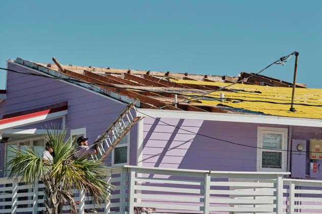 October 11, 2026, Pensacola Beach, Florida, U.S: October 11, 2026 Pensacola Beach, Florida USA: Contractors get on the roof to inspect itâ€⠢s damage after the arrival of Hurricane Isaias. Pensacola Beach U.S - ZUMAa14_ 20261011_zaf_a14_016 Copyright: xDanxAndersonx