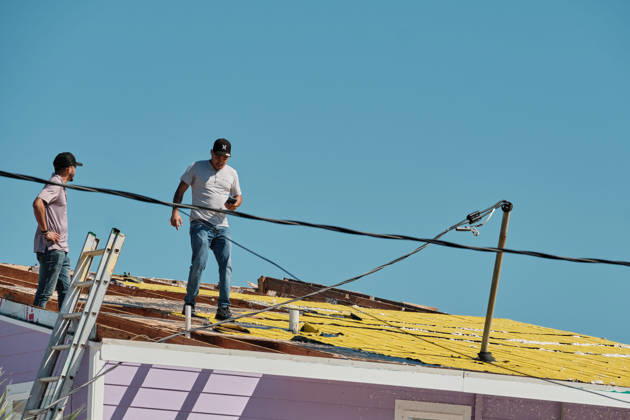 October 11, 2026, Pensacola Beach, Florida, U.S: October 11, 2026 Pensacola Beach, Florida USA: Contractors get on the roof to inspect itâ€⠢s damage after the arrival of Hurricane Isaias. Pensacola Beach U.S - ZUMAa14_ 20261011_zaf_a14_020 Copyright: xDanxAndersonx