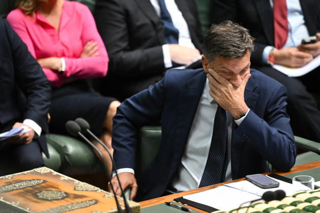 QUESTION TIME, Australian Opposition Leader Angus Taylor reacts during Question Time in the House of Representatives at Parliament House in Canberra, Monday, October 12, 2026. ( NO ARCHIVING CANBERRA AUSTRALIAN CAPITAL TERRITORY Australia  Copyright: xLUKASxCOCHx 20261012128471824696
