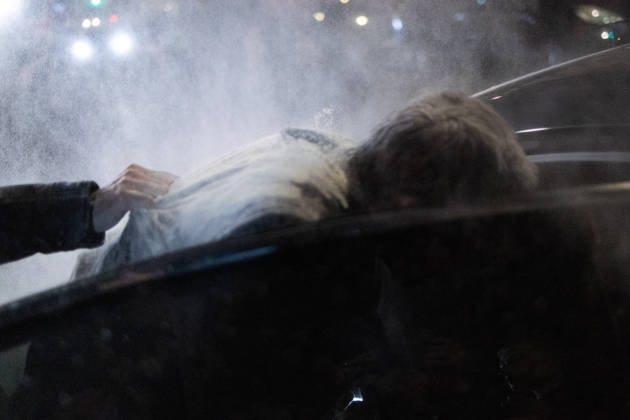 Raphael Glucksmann Gets Covered In Flour - Paris Candidate in the Socialist (PS) and centre-left Place Publique (PP) parties primary Raphael Glucksmann gets covered in flour by a man as he leaves after meeting his campaign team and supports at the bar la Cantine de Belleville as Raphael Glucksmann winning the primary organized by the Socialist Party, Place Publique (PP), and the Republican and Socialist Left, ahead of France s 2027 presidential election, in Paris on October 11, 2026. Photo by Raphael Lafargue ABACAPRESS.COM Paris France  Copyright: xLafarguexRaphael ABACAx