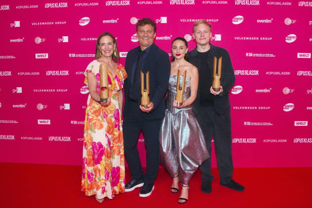 Sarah Willis, Jonas Kaufmann, Esther Abrami, and Alexander Malofeev at the 2026 Opus Klassik Awards ceremony at the Konzerthaus am Gendarmenmarkt in Berlin, October 11, 2026 Foto:xC.xBehringx xFuturexImagex opus_6144